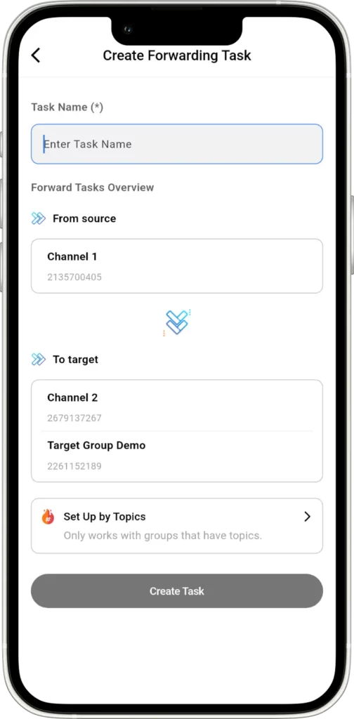 Redesigned Task Creation Interface: Cleaner and Faster in Auto Forward For Telegram v1.0.30