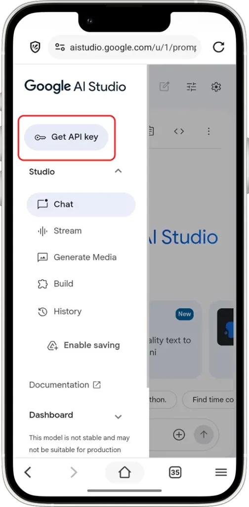 Navigate To API Settings