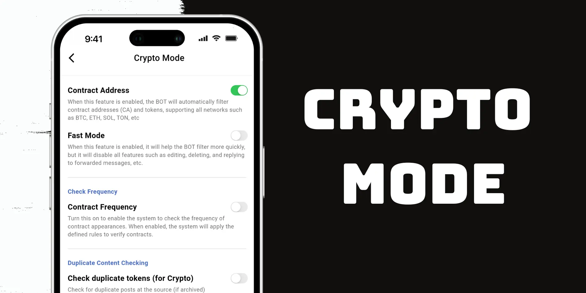 Extract Contract Address from Telegram with Crypto Mode