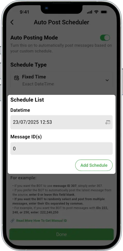 schedule Telegram message posting