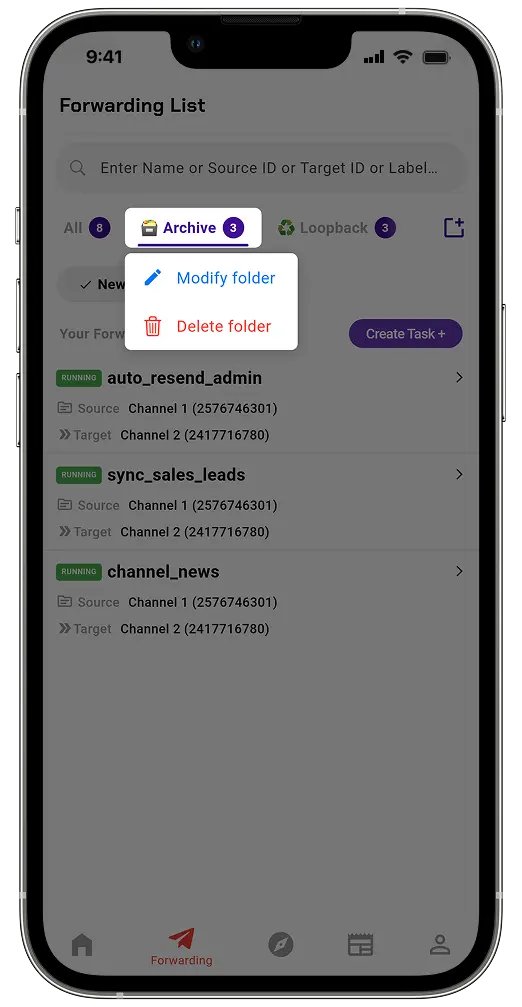 What’s New Auto Forward For Telegram v1.0.33: Organize Your Workflow with Folder Tasks